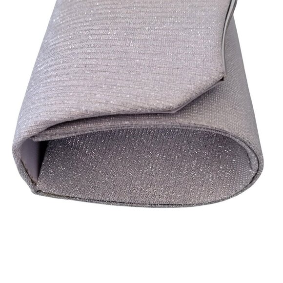 𝅺CLUTCH Sparkling Envelope Silver Textured Handbag Shoulder Chain NIB - Picture 13 of 14